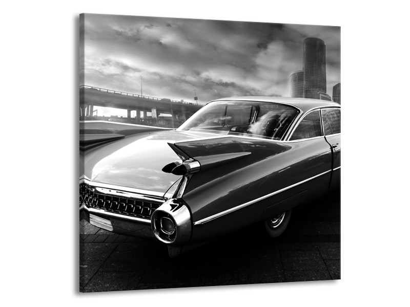 Canvas Schilderij Auto, Oldtimer | Zwart, Grijs | 70x70cm 1Luik