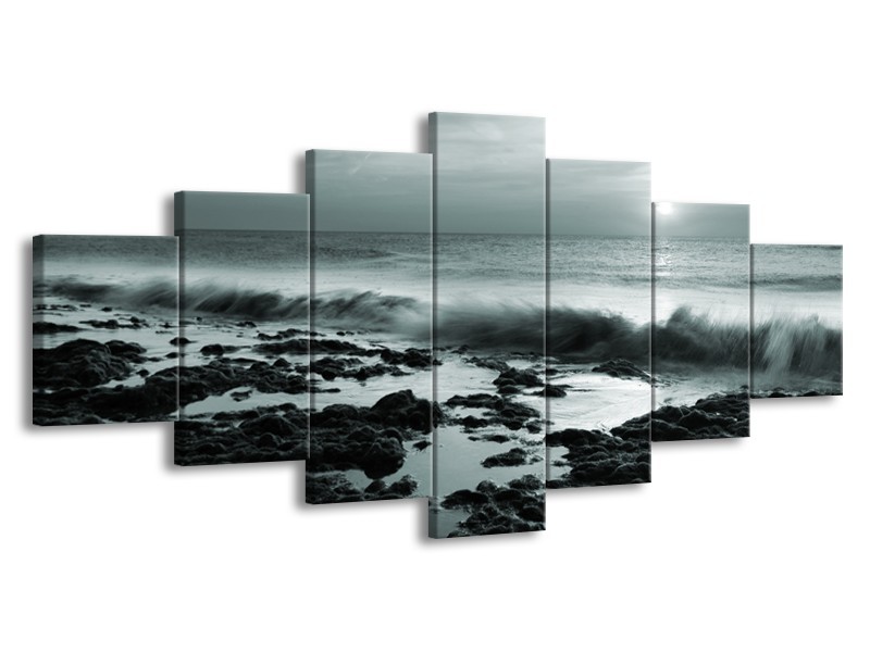 Glasschilderij Zee, Strand | Grijs, Groen | 210x100cm 7Luik