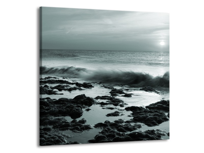 Glasschilderij Zee, Strand | Grijs, Groen | 50x50cm 1Luik