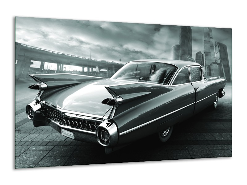 Canvas Schilderij Auto, Oldtimer | Zwart, Grijs, Groen | 120x70cm 1Luik