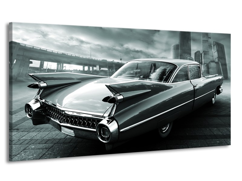 Canvas Schilderij Auto, Oldtimer | Zwart, Grijs, Groen | 170x90cm 1Luik