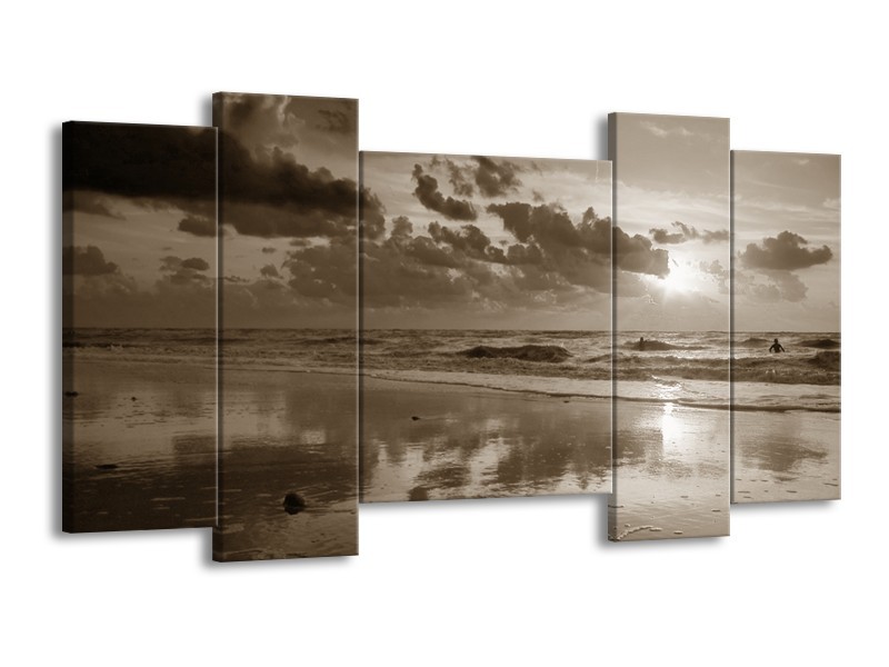 Glasschilderij Zee | Sepia | 120x65cm 5Luik