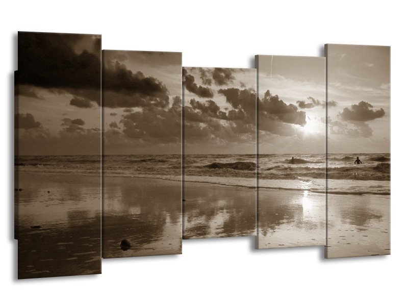 Glasschilderij Zee | Sepia | 150x80cm 5Luik