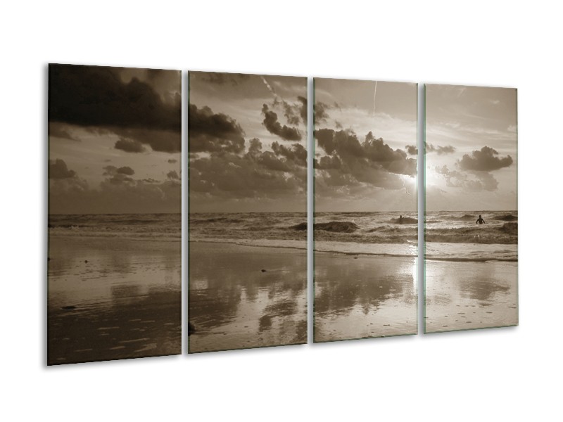 Glasschilderij Zee | Sepia | 160x80cm 4Luik