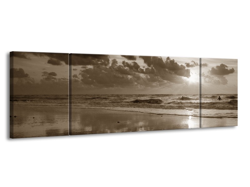 Glasschilderij Zee | Sepia | 170x50cm 3Luik