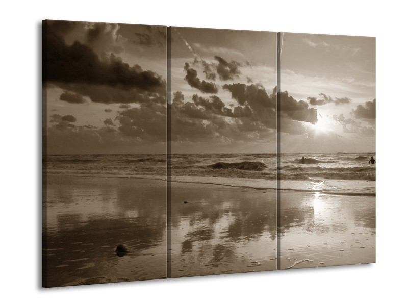 Glasschilderij Zee | Sepia | 60x90cm 3Luik