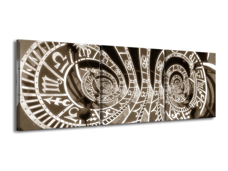 Canvas Schilderij Abstract | Sepia | 150x50cm 3Luik