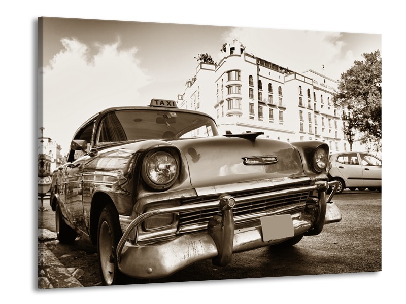 Canvas Schilderij Auto, Oldtimer | Sepia | 100x70cm 1Luik