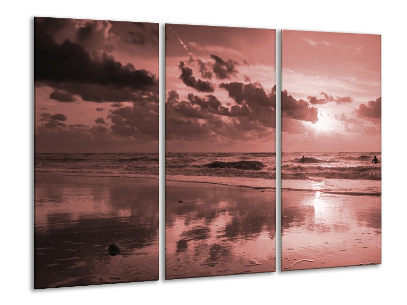 Glasschilderij Zee | Bruin, Rood | 120x80cm 3Luik