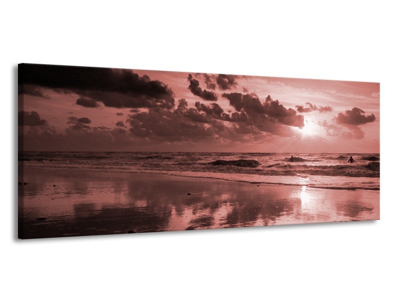 Glasschilderij Zee | Bruin, Rood | 145x58cm 1Luik