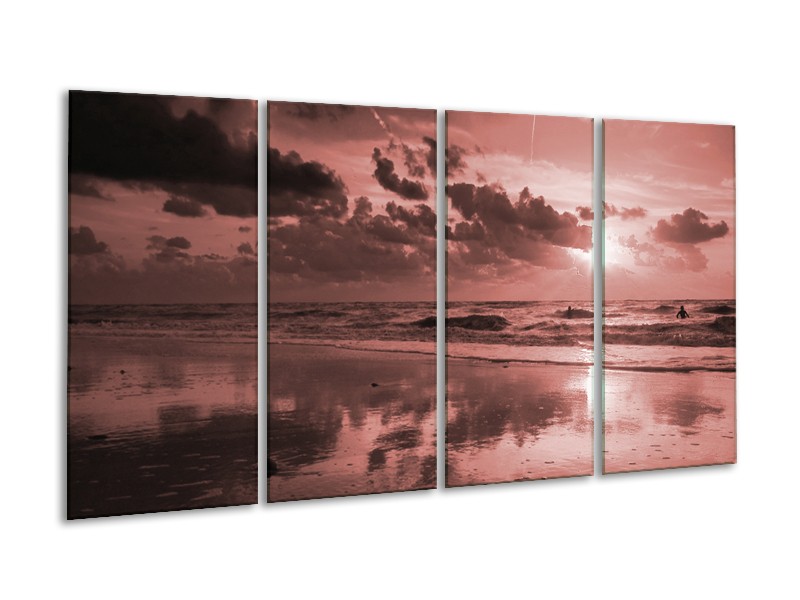 Glasschilderij Zee | Bruin, Rood | 160x80cm 4Luik