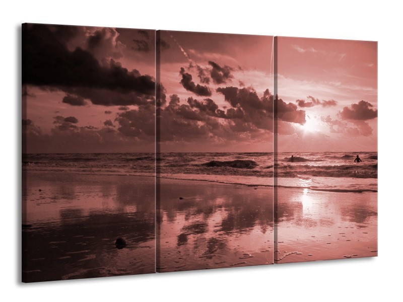 Glasschilderij Zee | Bruin, Rood | 165x100cm 3Luik