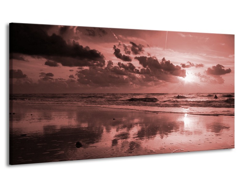 Canvas Schilderij Zee | Bruin, Rood | 170x90cm 1Luik