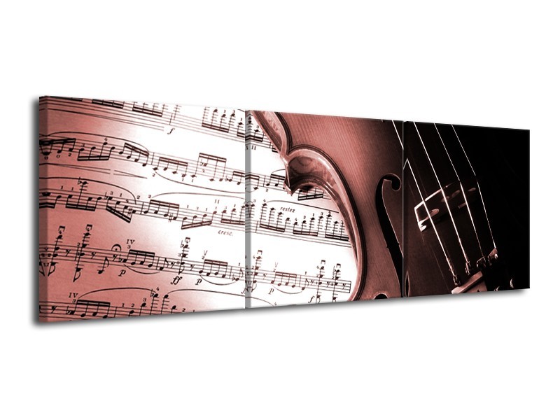 Glasschilderij Muziek | Bruin, Rood | 120x40cm 3Luik