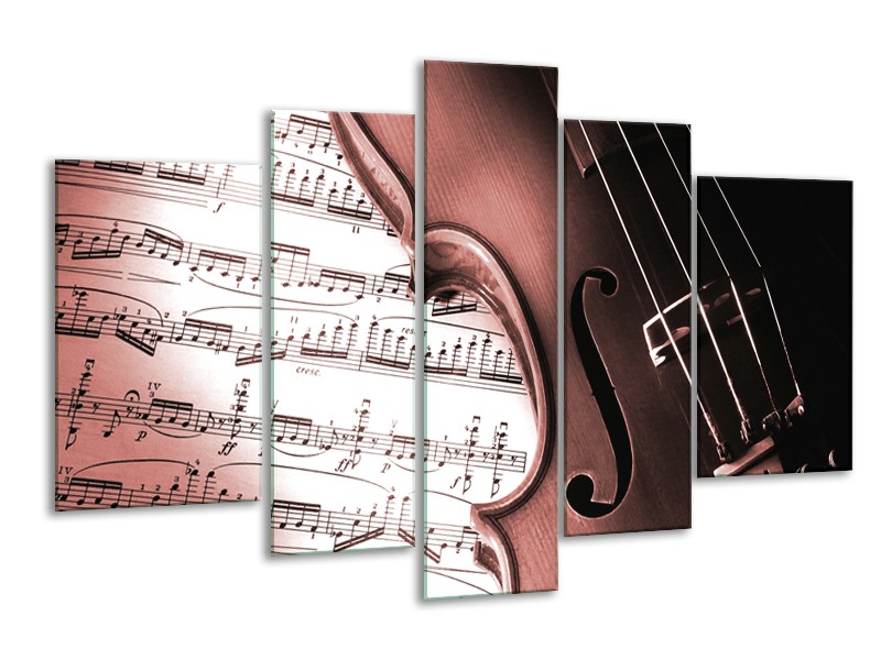 Glasschilderij Muziek | Bruin, Rood | 170x100cm 5Luik