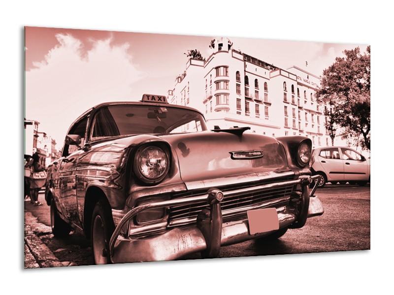 Canvas Schilderij Auto, Oldtimer | Bruin, Rood | 120x70cm 1Luik