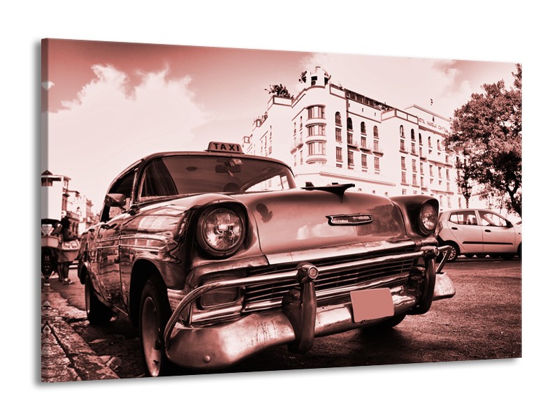 Canvas Schilderij Auto, Oldtimer | Bruin, Rood | 140x90cm 1Luik