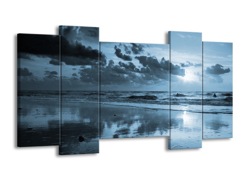 Glasschilderij Zee | Blauw | 120x65cm 5Luik