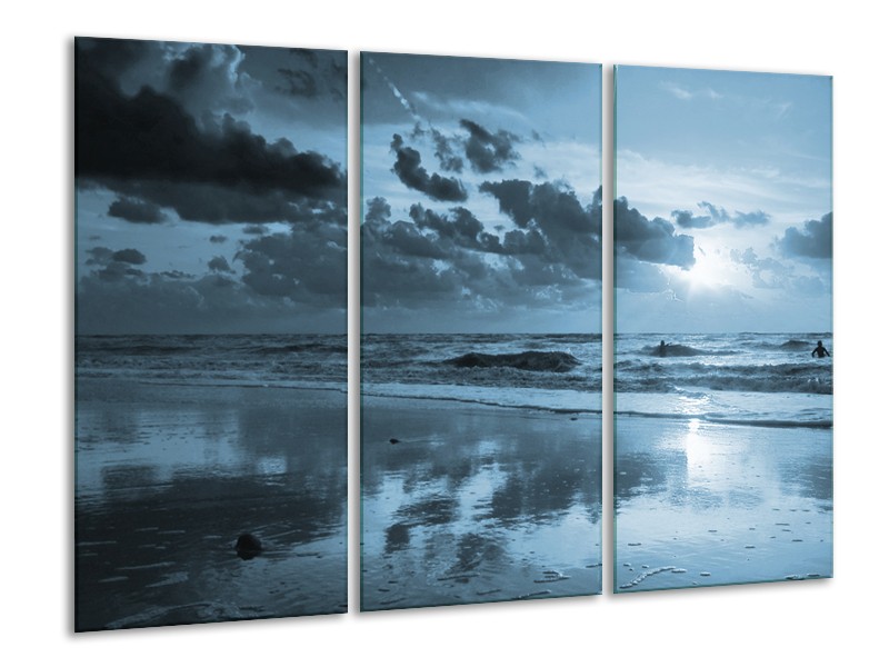 Glasschilderij Zee | Blauw | 120x80cm 3Luik