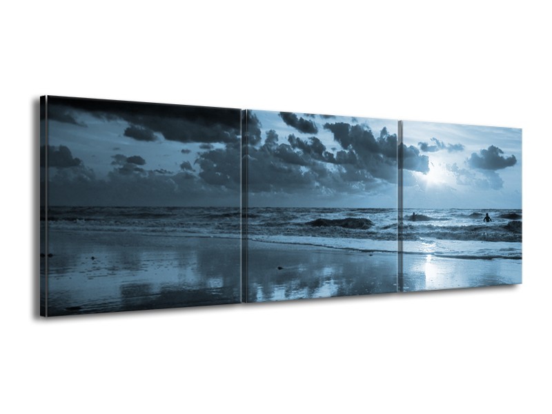 Glasschilderij Zee | Blauw | 150x50cm 3Luik