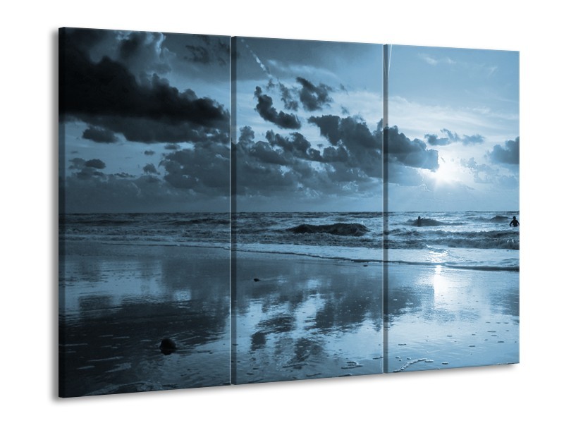 Glasschilderij Zee | Blauw | 60x90cm 3Luik