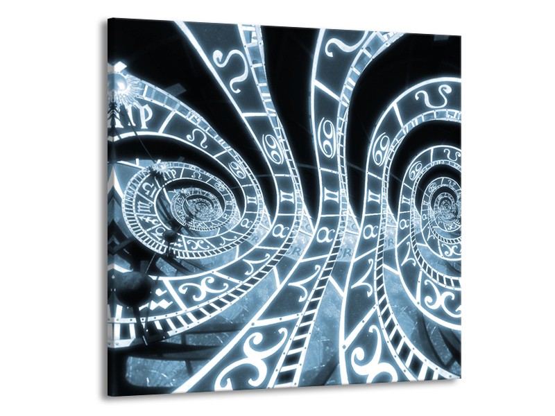 Glasschilderij Abstract | Blauw, Zwart | 50x50cm 1Luik