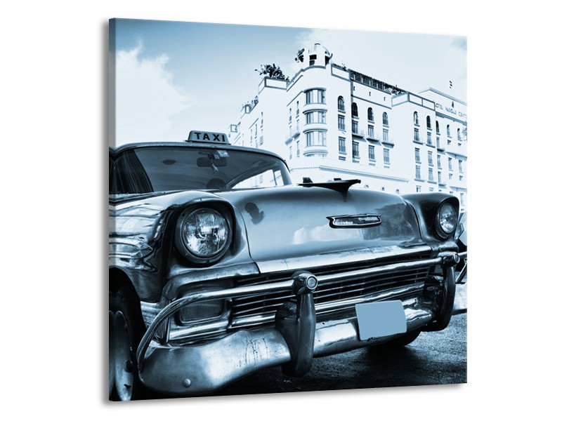 Canvas Schilderij Auto, Oldtimer | Blauw | 50x50cm 1Luik