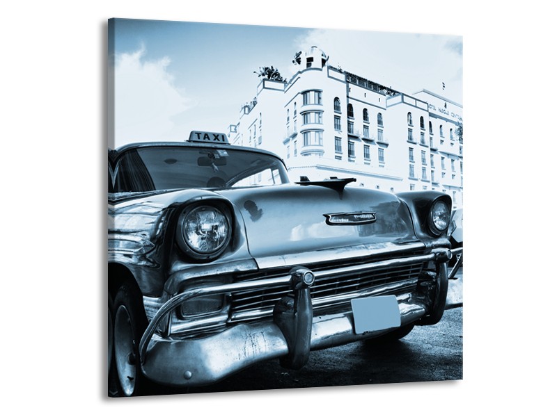 Canvas Schilderij Auto, Oldtimer | Blauw | 70x70cm 1Luik