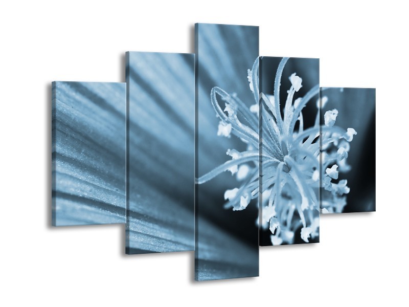 Glasschilderij Bloem | Blauw | 150x105cm 5Luik