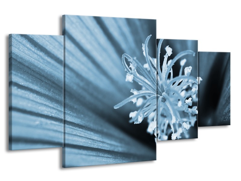 Glasschilderij Bloem | Blauw | 160x90cm 4Luik