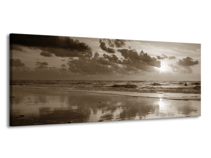 Glasschilderij Zee | Sepia | 145x58cm 1Luik