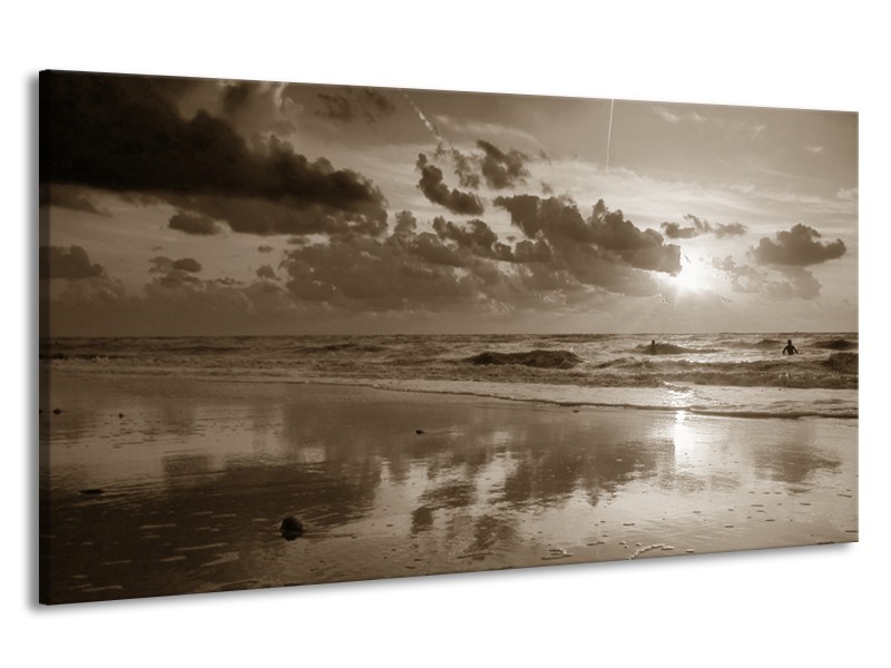 Canvas Schilderij Zee | Sepia | 190x100cm 1Luik