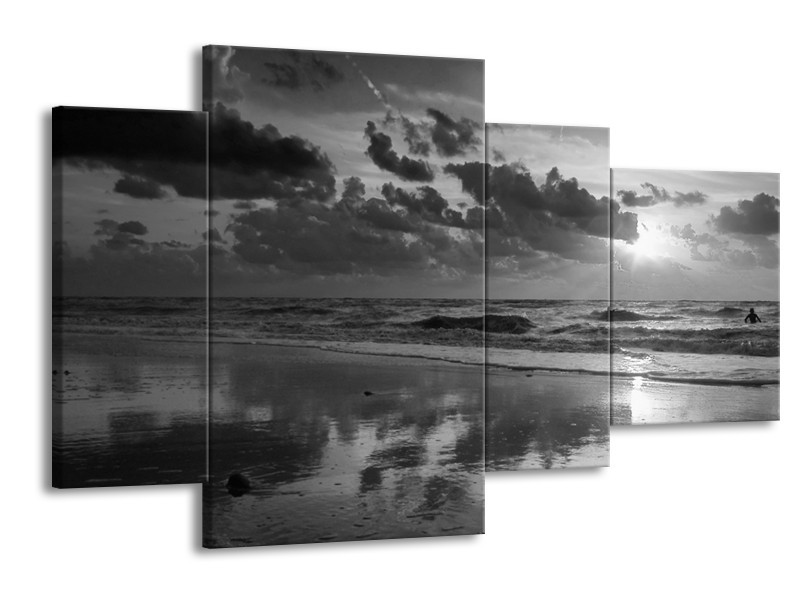 Glasschilderij Zee | Zwart, Grijs | 120x75cm 4Luik