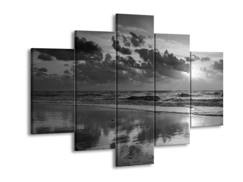 Glasschilderij Zee | Zwart, Grijs | 150x105cm 5Luik