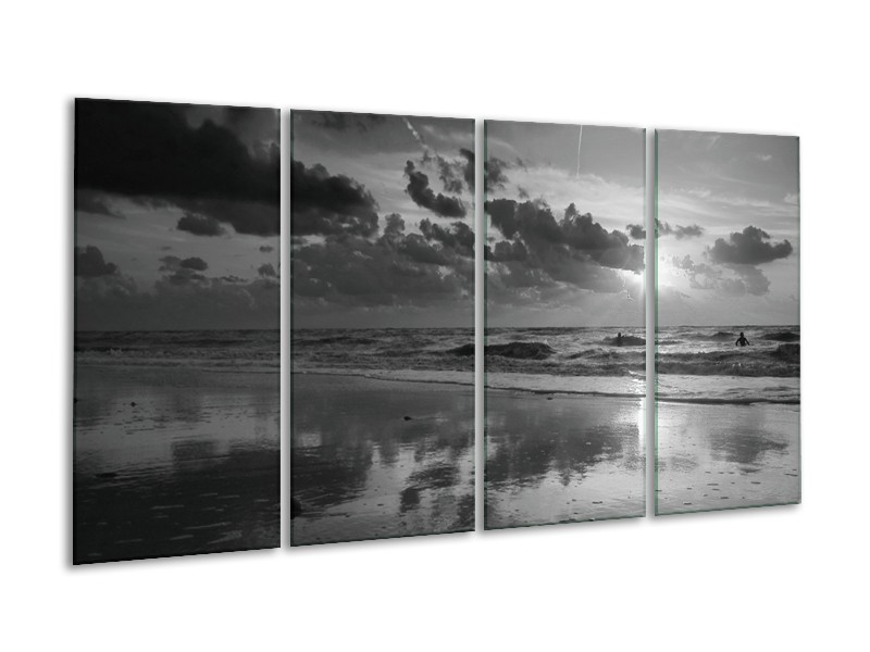 Glasschilderij Zee | Zwart, Grijs | 160x80cm 4Luik