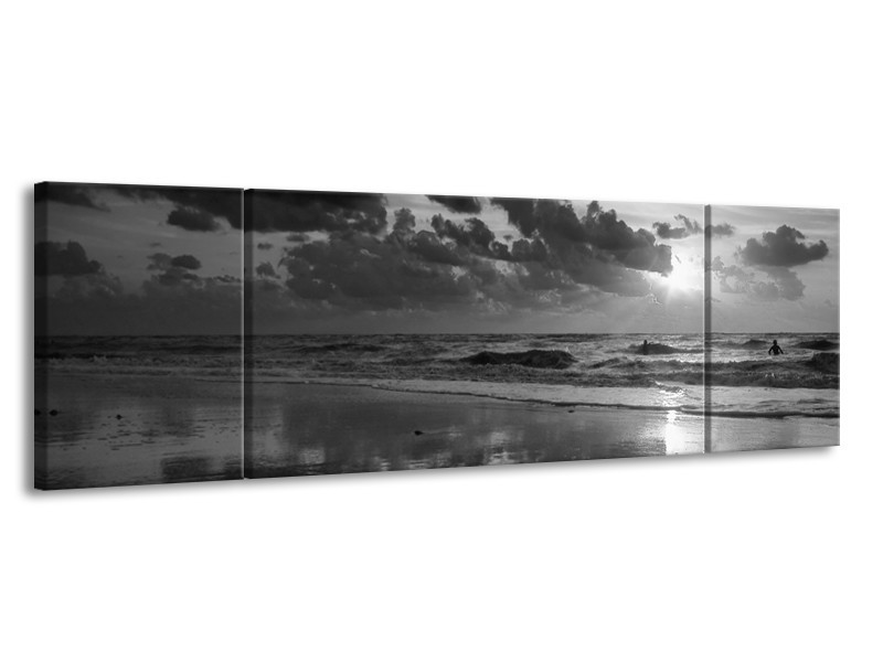 Glasschilderij Zee | Zwart, Grijs | 170x50cm 3Luik