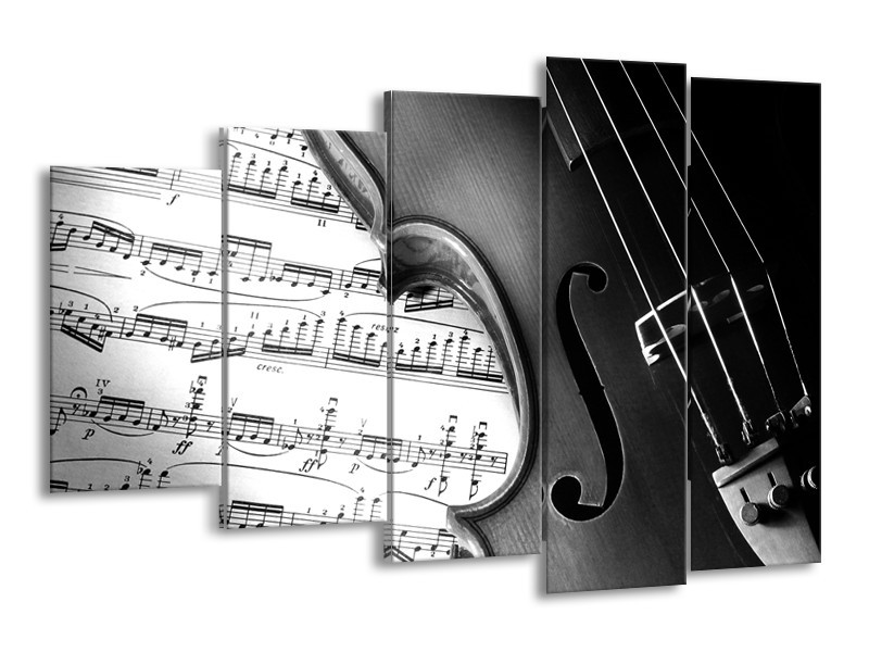 Glasschilderij Muziek | Zwart, Grijs, Wit | 150x100cm 5Luik