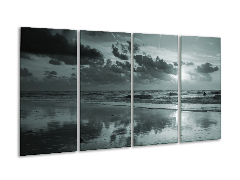 Glasschilderij Zee | Grijs, Groen | 160x80cm 4Luik