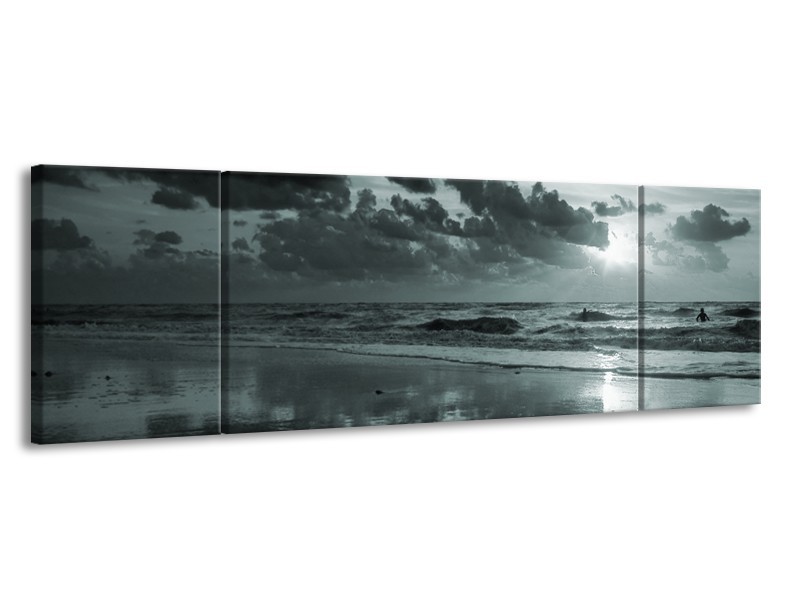 Glasschilderij Zee | Grijs, Groen | 170x50cm 3Luik