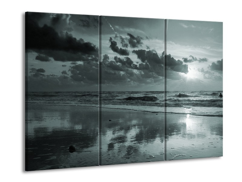 Glasschilderij Zee | Grijs, Groen | 60x90cm 3Luik