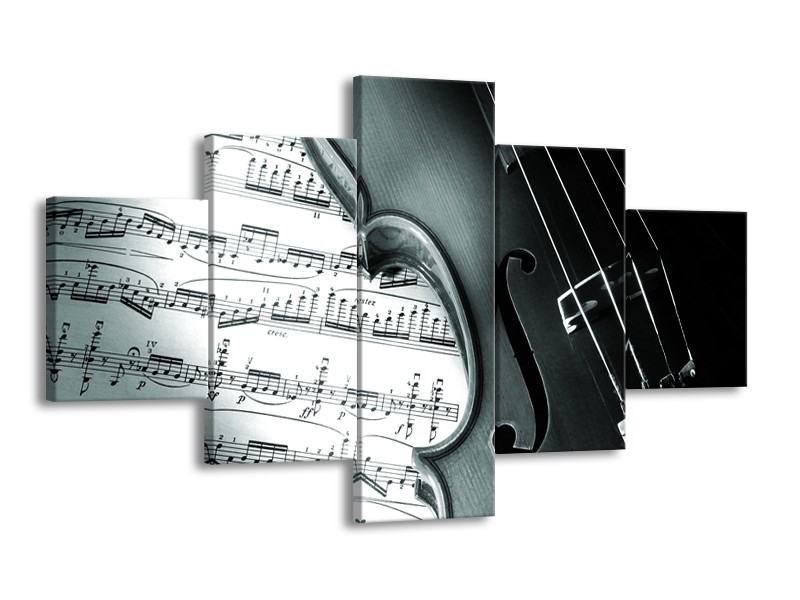 Glasschilderij Muziek | Grijs, Groen, Wit | 125x70cm 5Luik