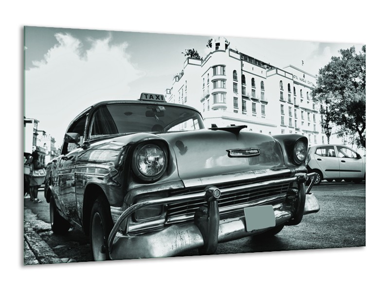 Canvas Schilderij Auto, Oldtimer | Grijs, Groen, Wit | 120x70cm 1Luik