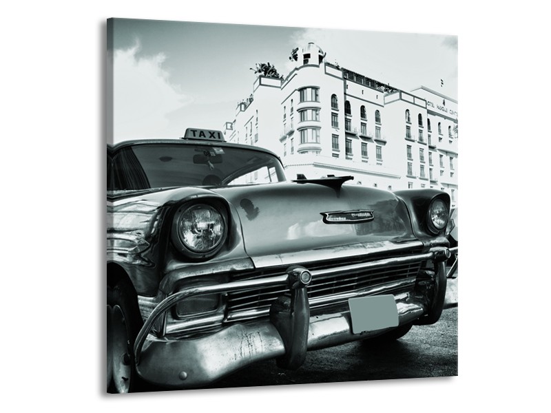 Canvas Schilderij Auto, Oldtimer | Grijs, Groen, Wit | 50x50cm 1Luik