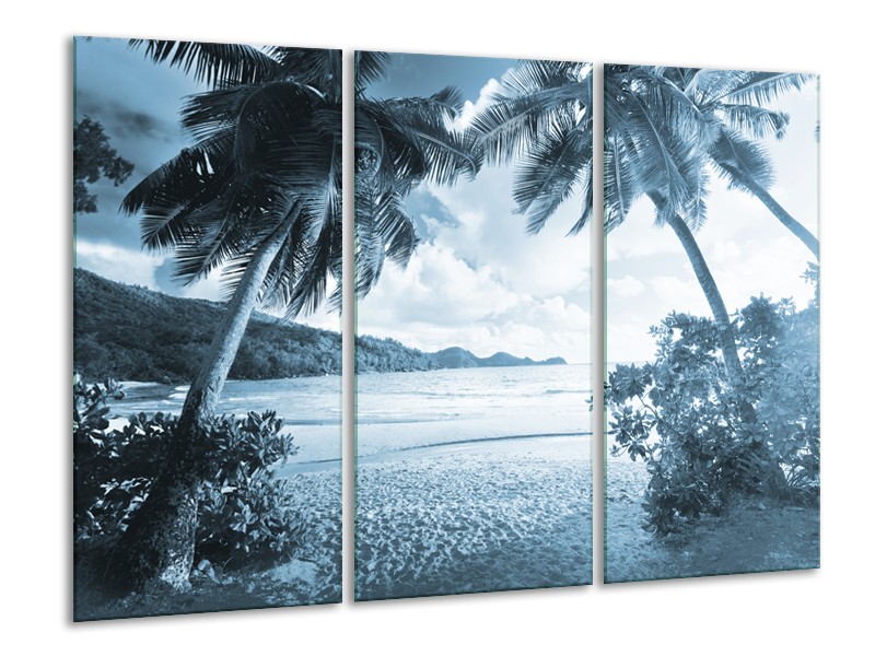 Glasschilderij Zee, Strand | Blauw | 120x80cm 3Luik