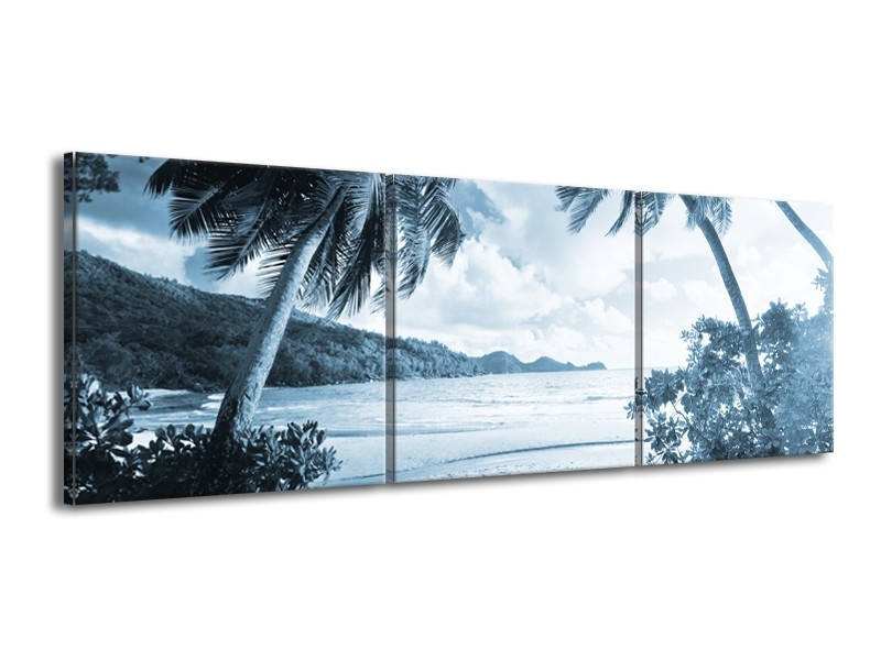 Glasschilderij Zee, Strand | Blauw | 150x50cm 3Luik