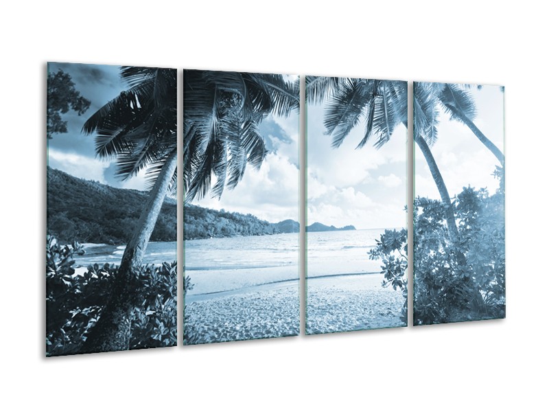 Canvas Schilderij Zee, Strand | Blauw | 160x80cm 4Luik