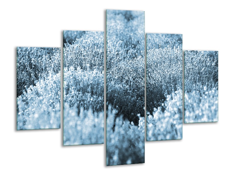 Glasschilderij Bloem | Blauw | 100x70cm 5Luik