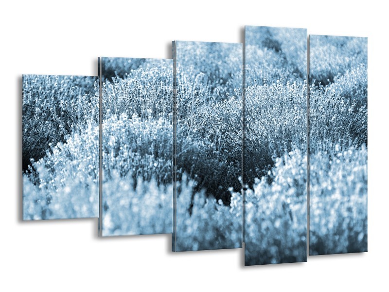 Canvas Schilderij Bloem | Blauw | 150x100cm 5Luik