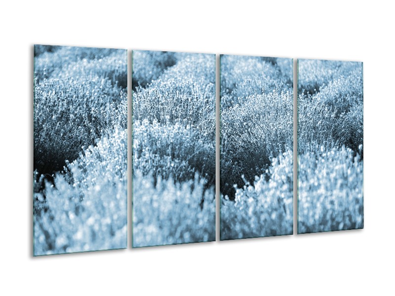 Canvas Schilderij Bloem | Blauw | 160x80cm 4Luik