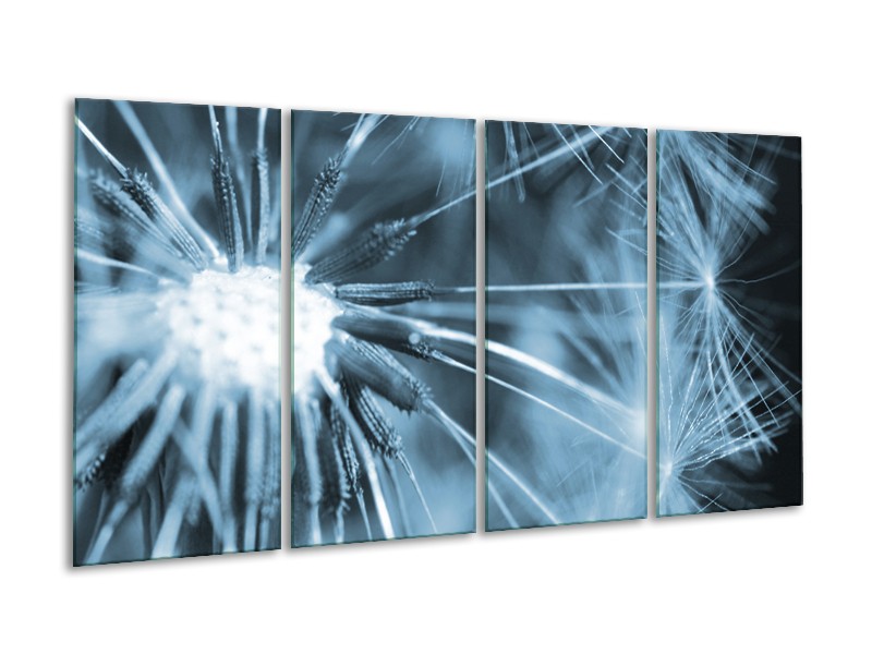 Glasschilderij Bloem | Blauw | 160x80cm 4Luik